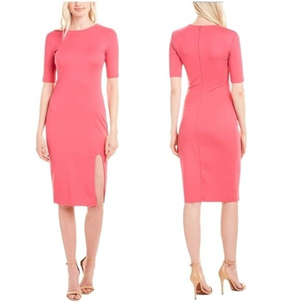Bailey 44 Sheath Pink Side Slit Midi Cocktail Dress WMS LG Biz Casual, Bodycon